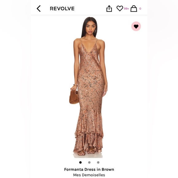 Revolve Formanta BRONZE ruffle train gown dress 2 WEDDING GUEST FORMAL HOLIDAYS